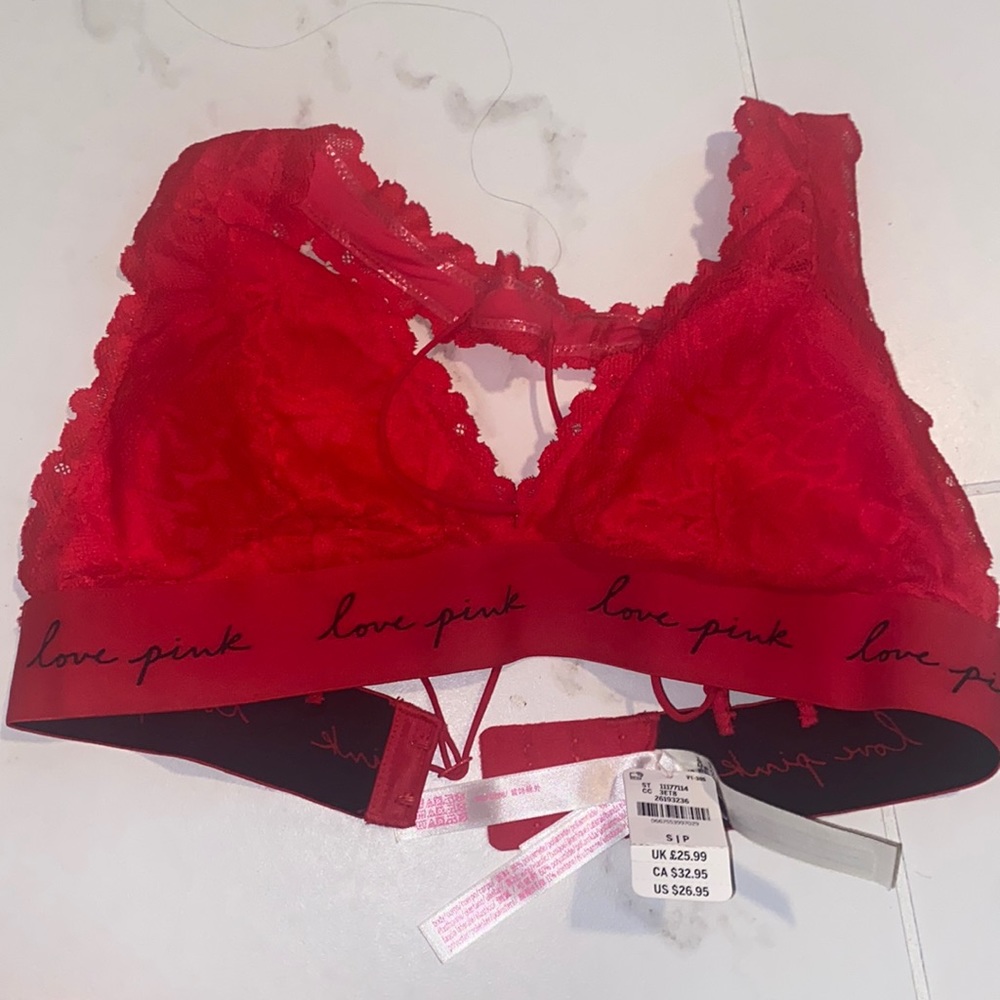 Pink bralette one red size S